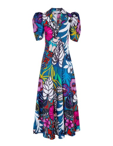 Vestido camisero print tropical