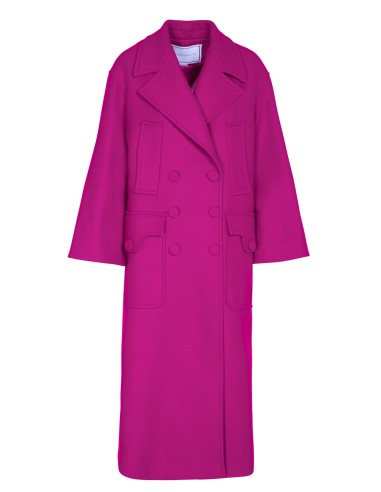 Abrigo largo paño fucsia