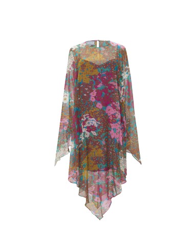 Túnica muselina de seda multicolor con enagua