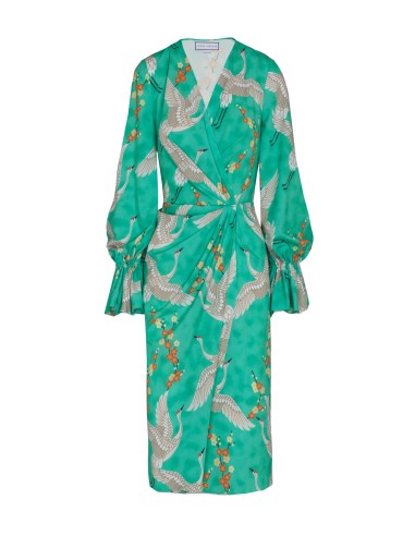 Vestido cruzado estampado garzas