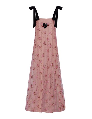 Vestido de tul con lazadas rosa