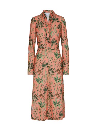 Vestido camisero estampado tropical
